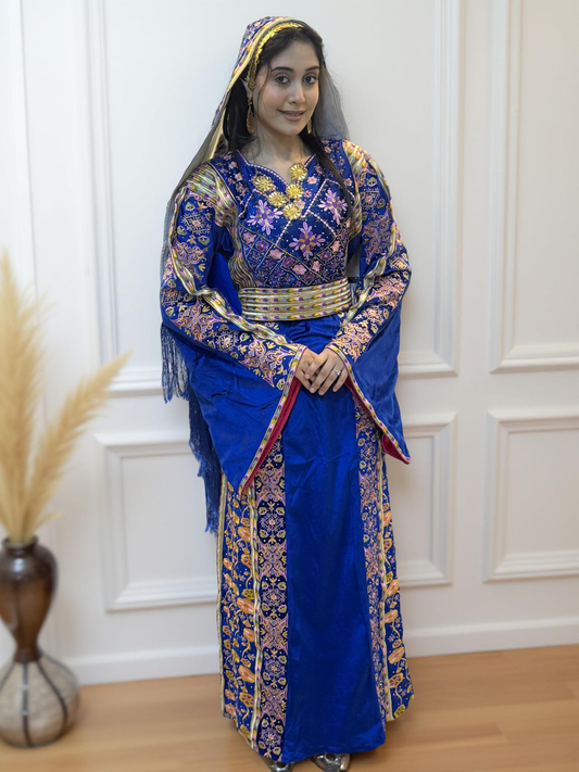 Ready-made royal blue silk velvet thobe