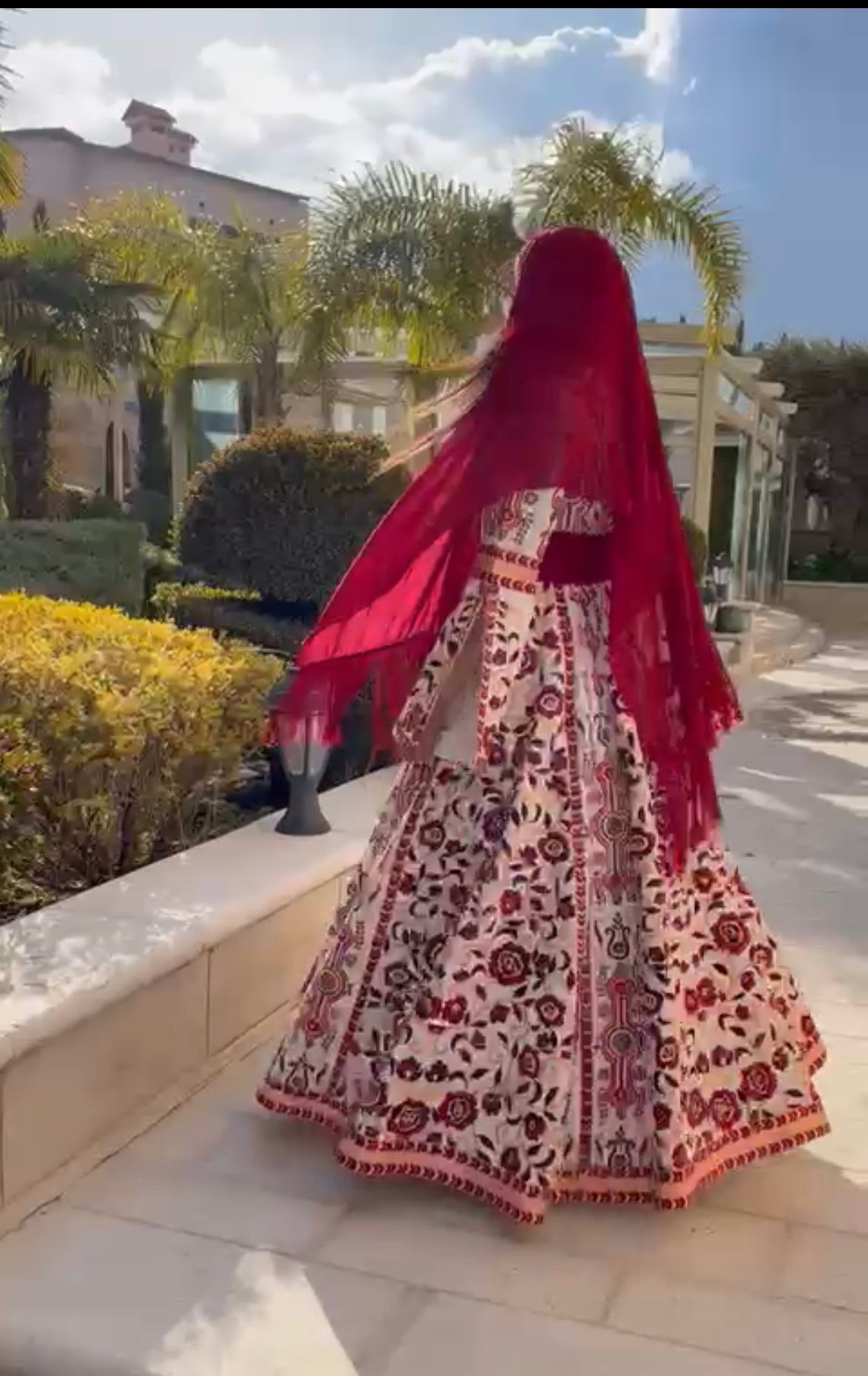 Off white and burgundy bridal thobe