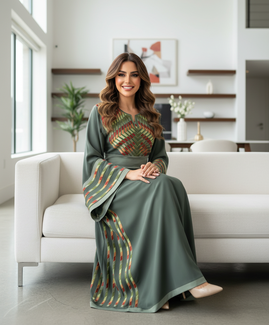 Sage green Manajil thobe