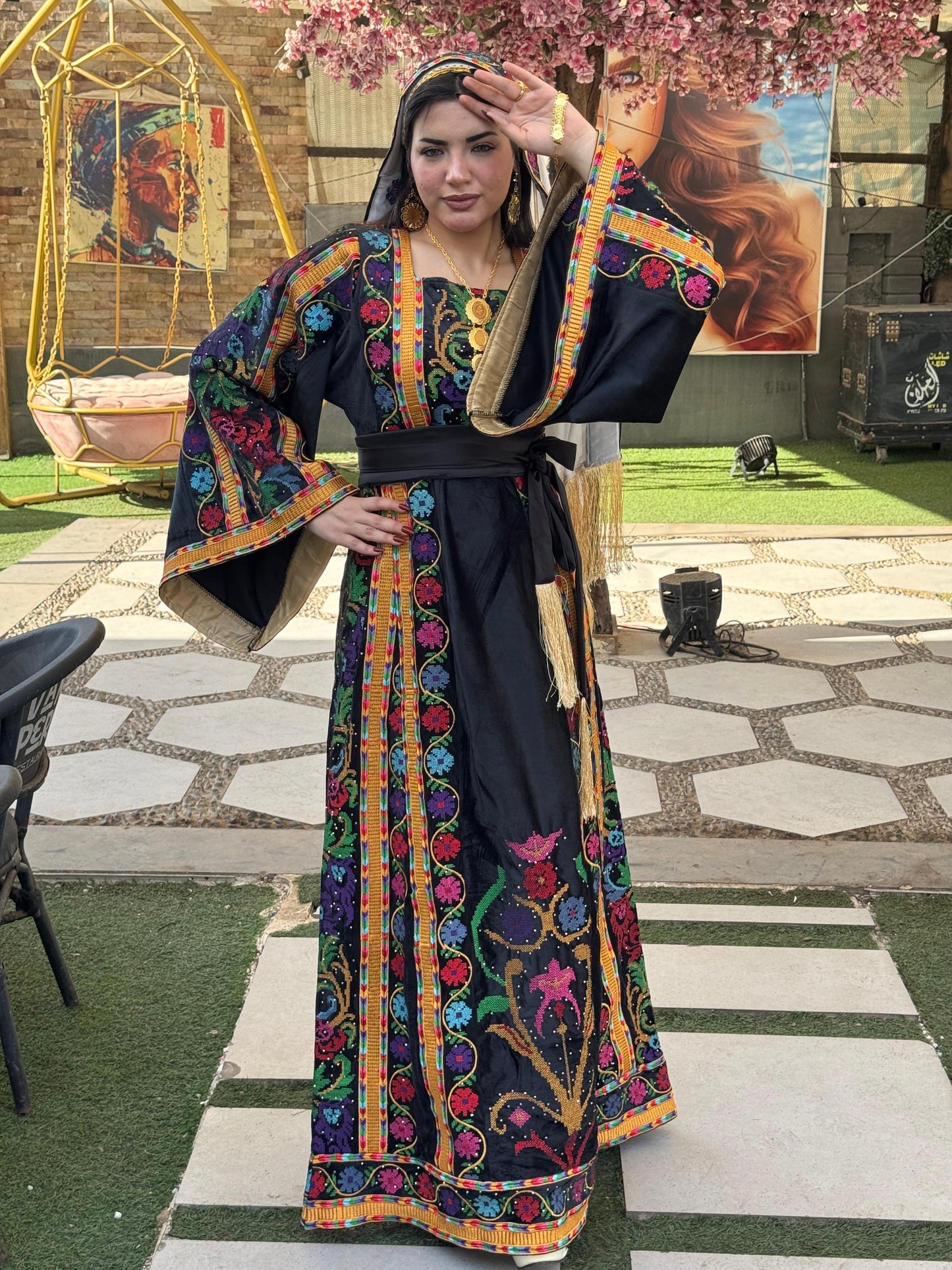 Black silk velvet thobe