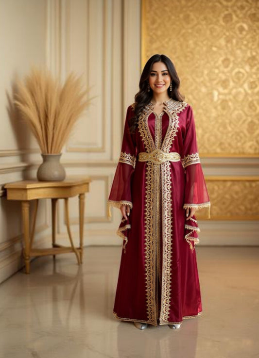 Burgundy caftan / dress/ abaya