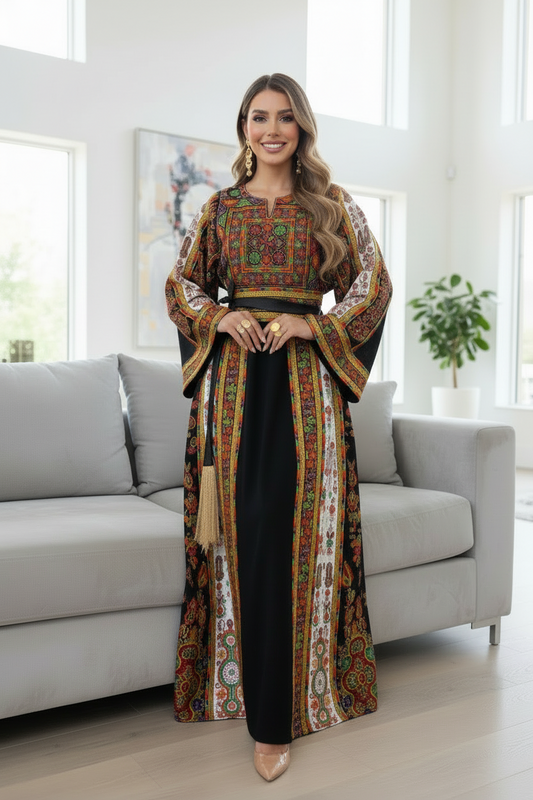 Black fabric thobe with white on the sides