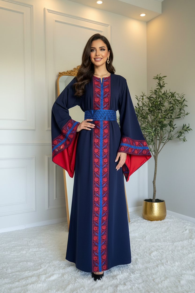 Navy blue embroidered Abaya /dress
