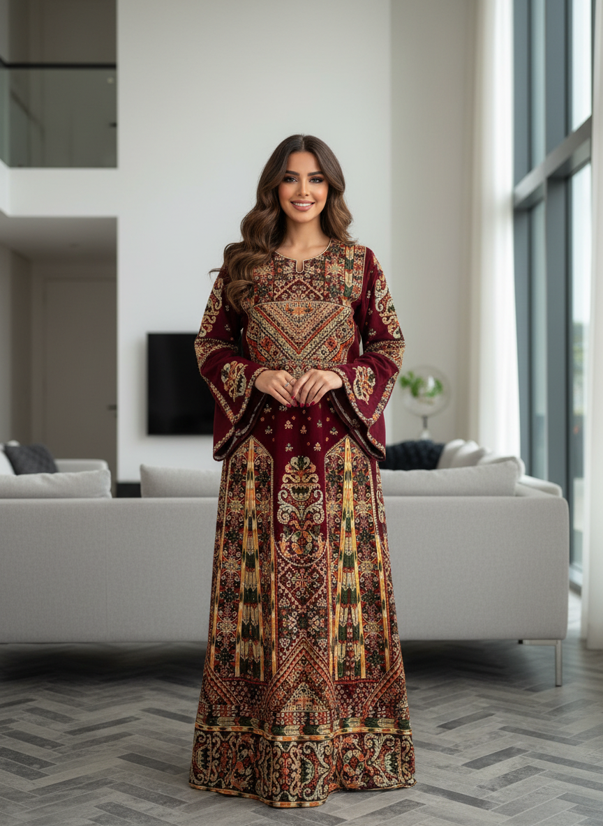 Burgundy fabric thobe