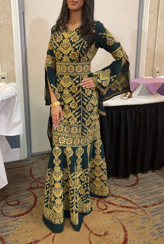 Gold and green mermaid thobe