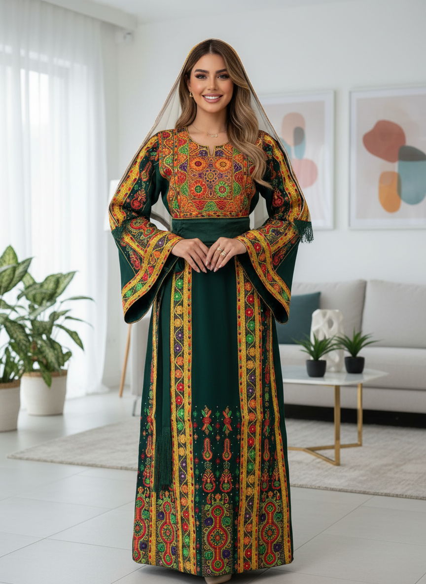 Emerald green fabric thobe