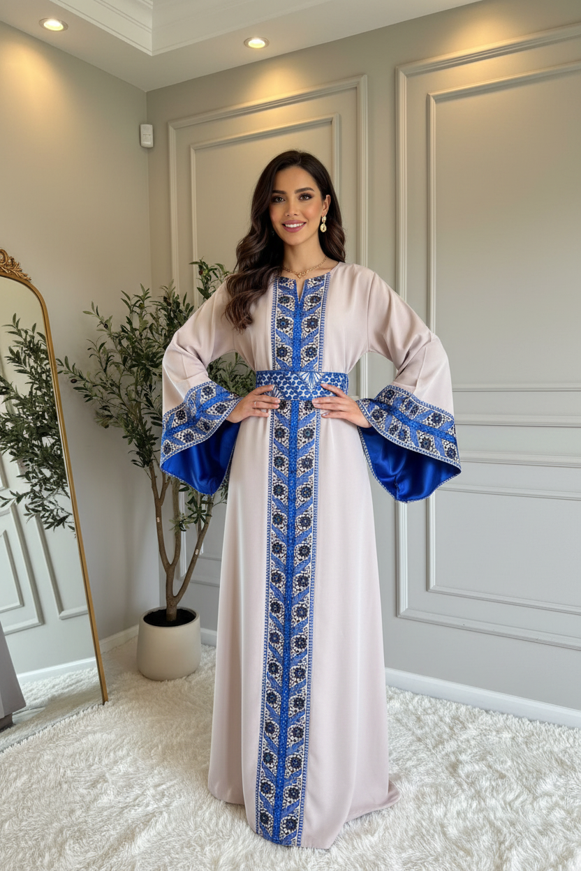 Beige embroidered dress