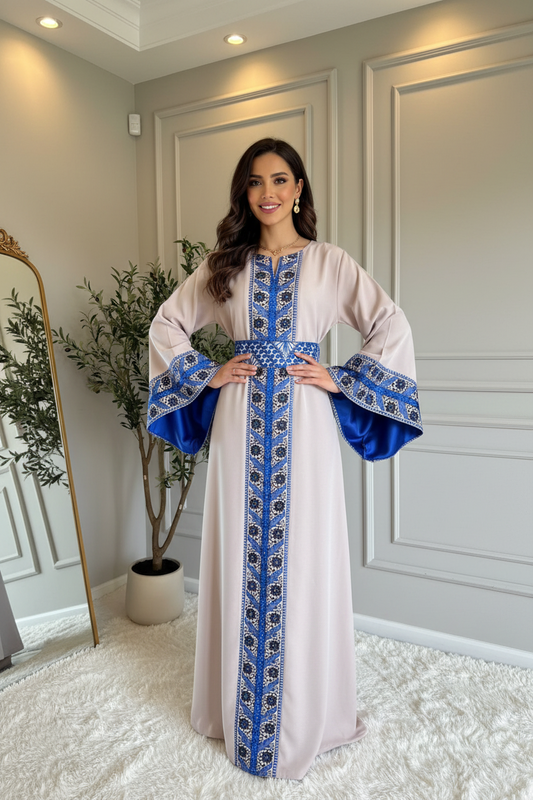Beige embroidered dress
