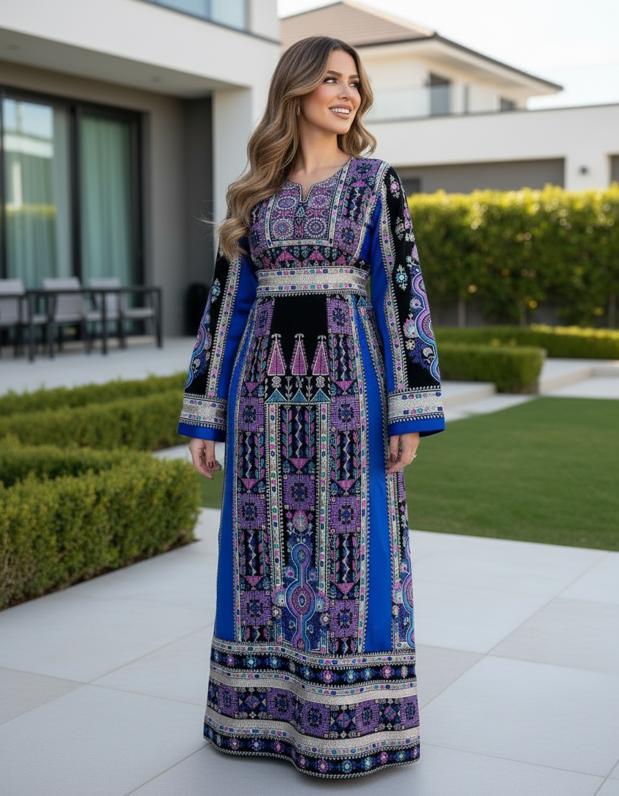 Black and royal blue thobe