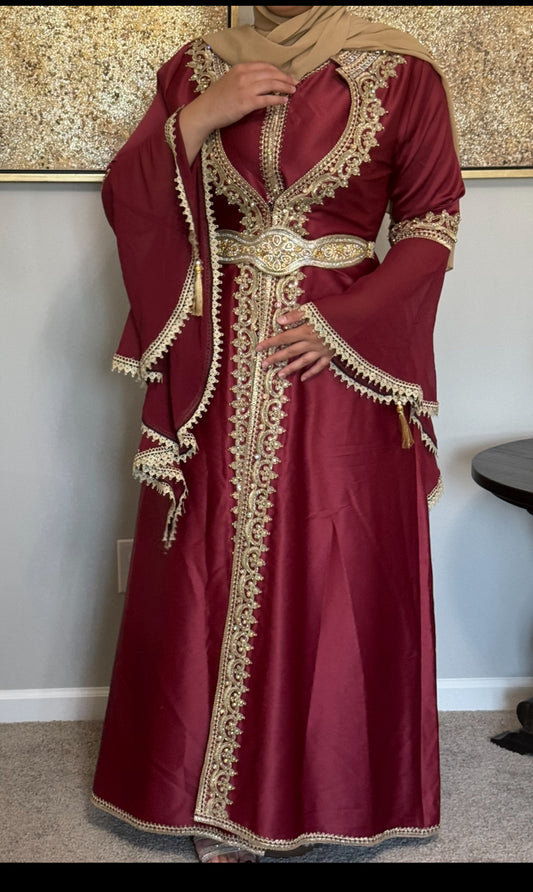 Burgundy caftan / dress/ abaya