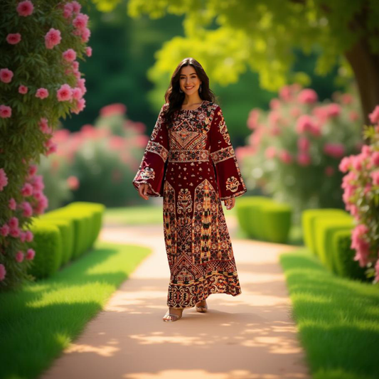 Burgundy fabric thobe