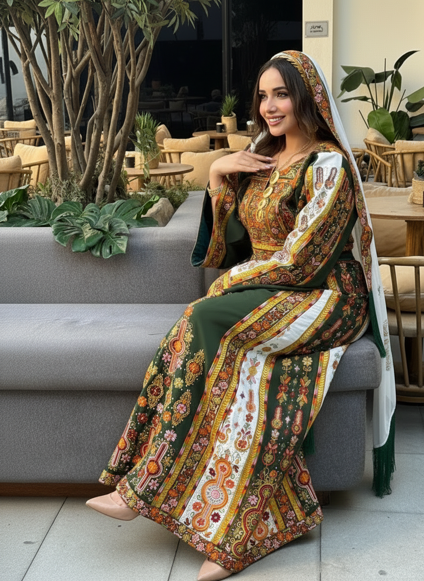 Olive green fabric thobe