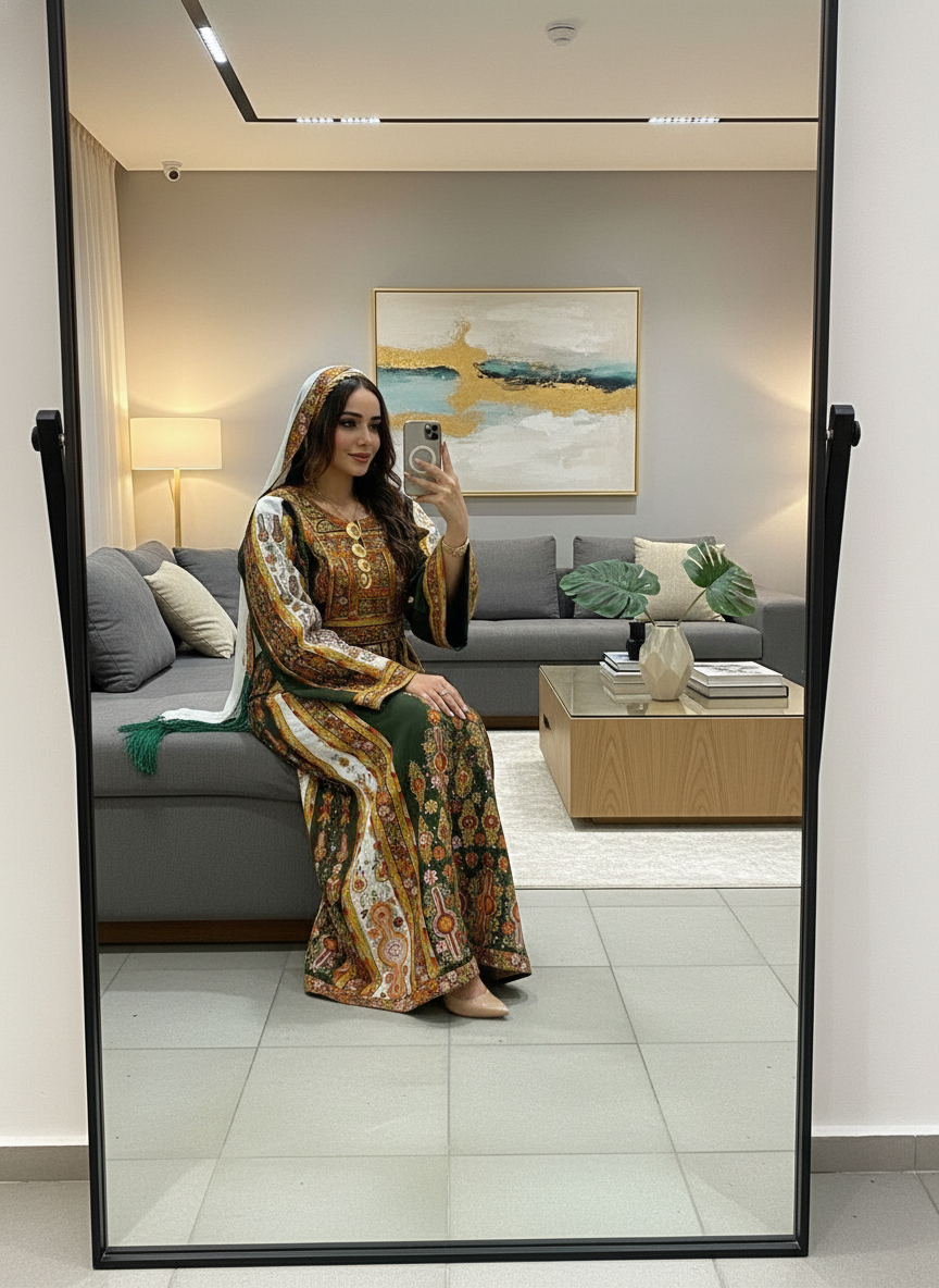 Olive green fabric thobe