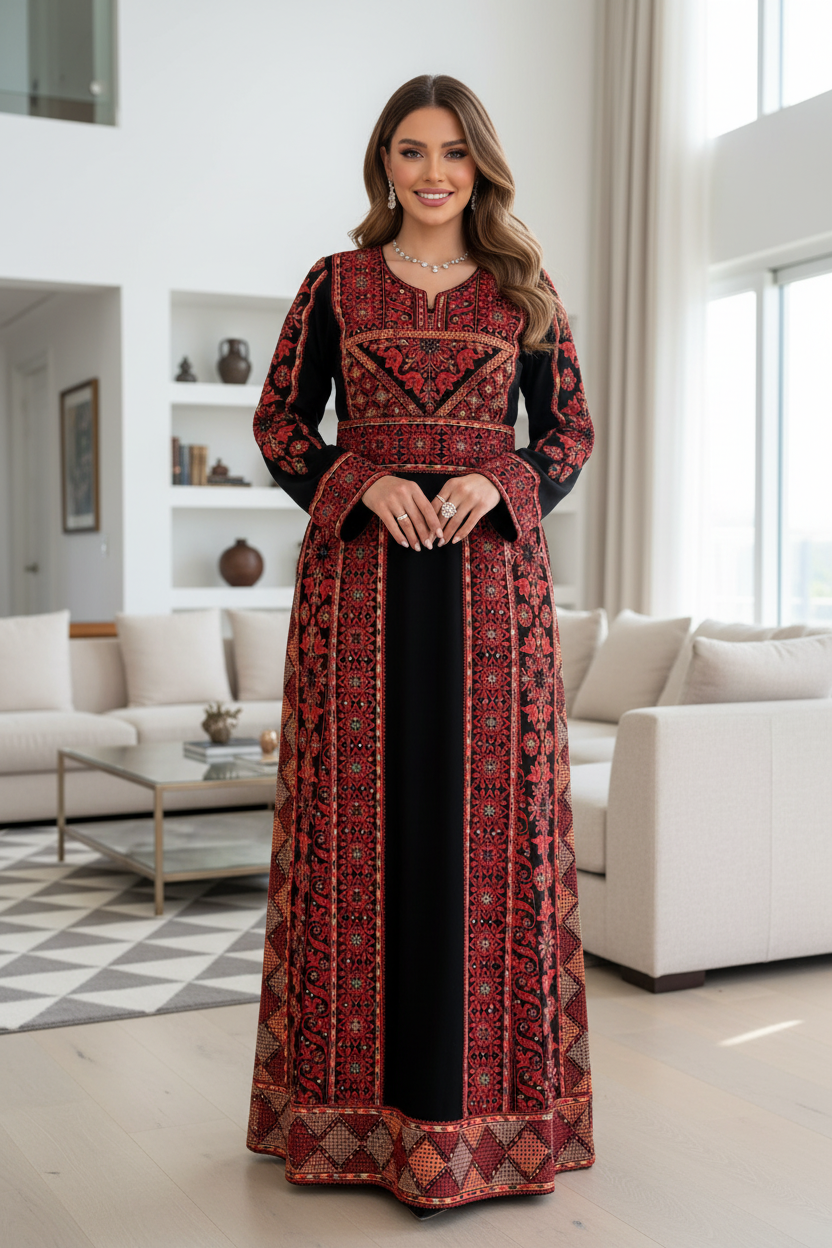 Black thobe with beautiful colors