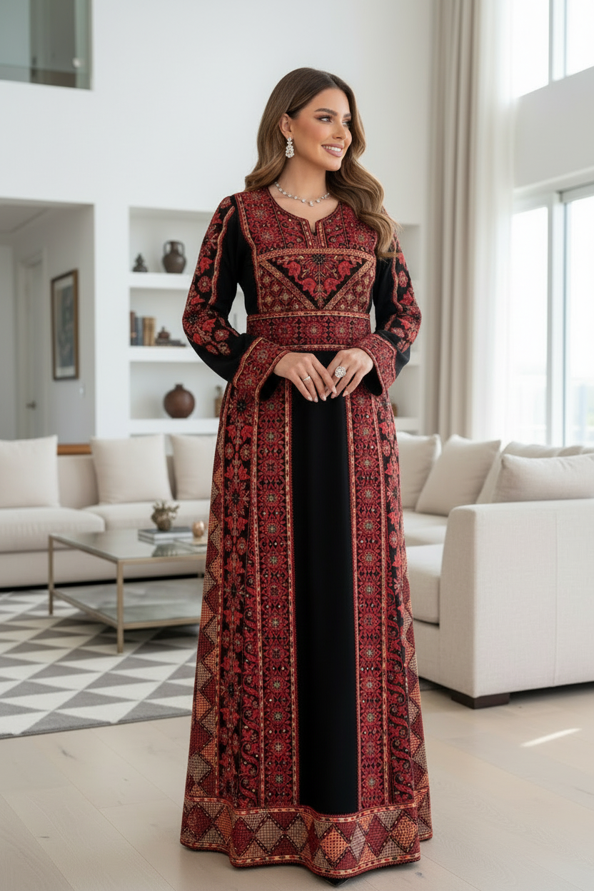 Black thobe with beautiful colors