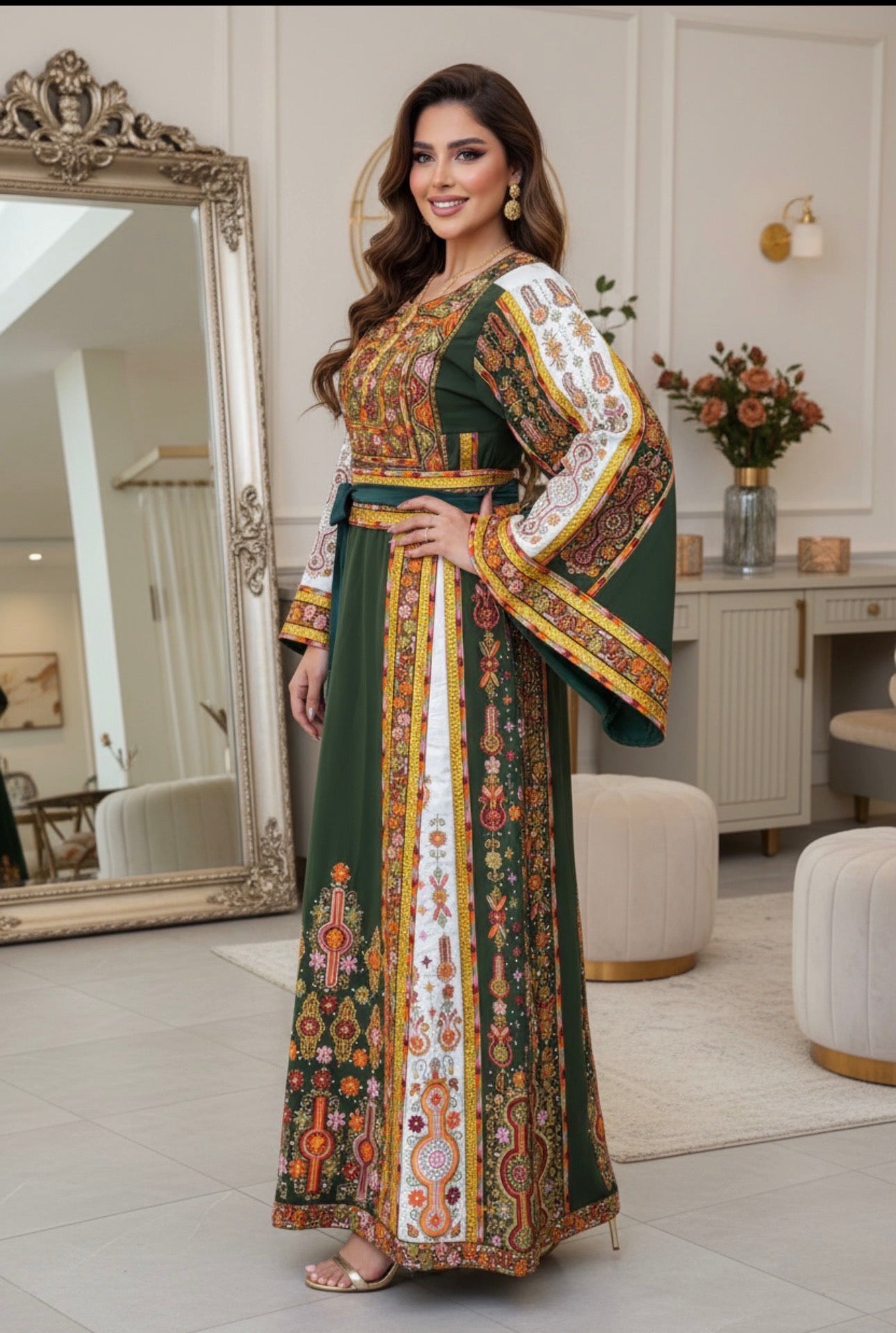 Olive green fabric thobe