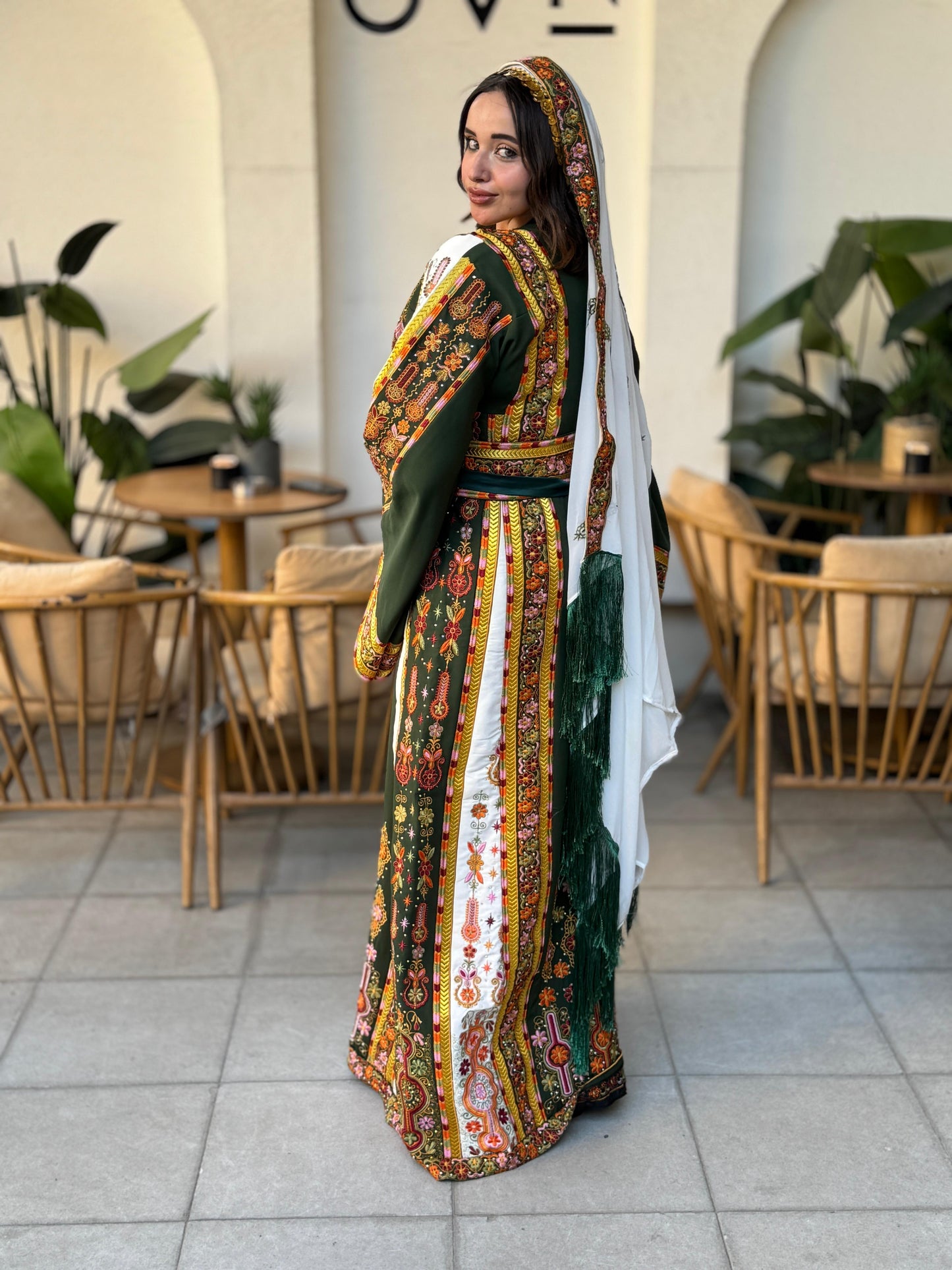 Olive green fabric thobe