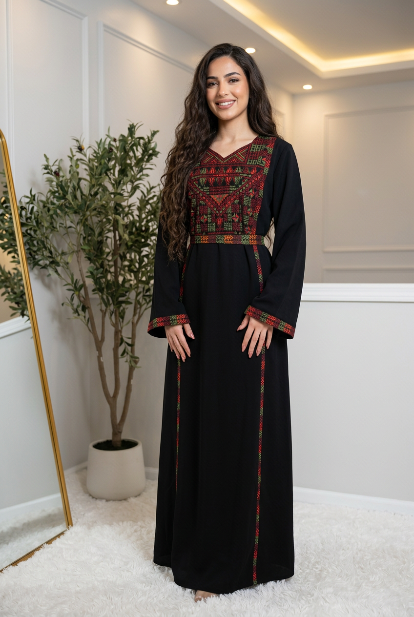 Black Women’s Dress with Embroidery