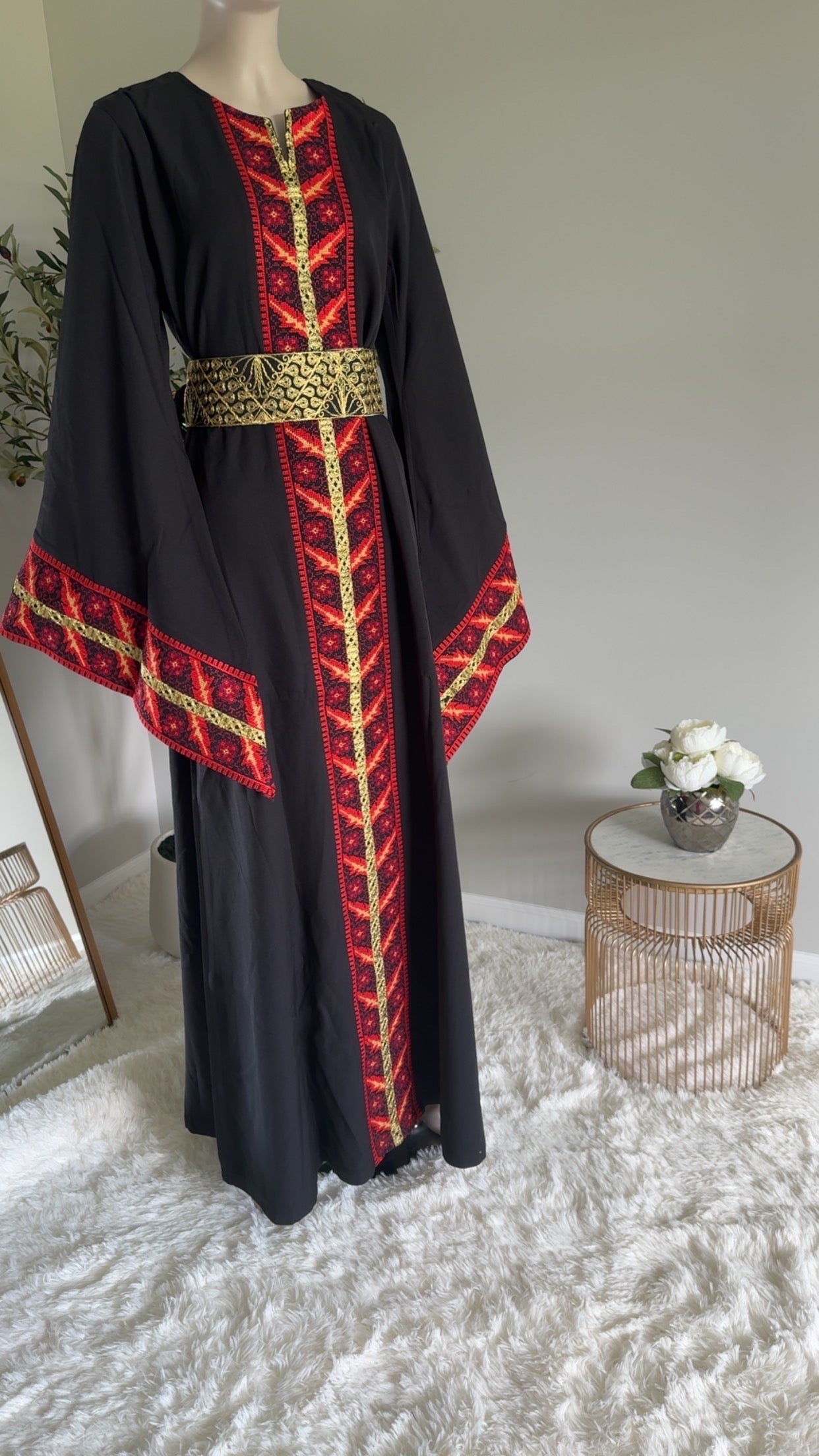 Black embroidered dress