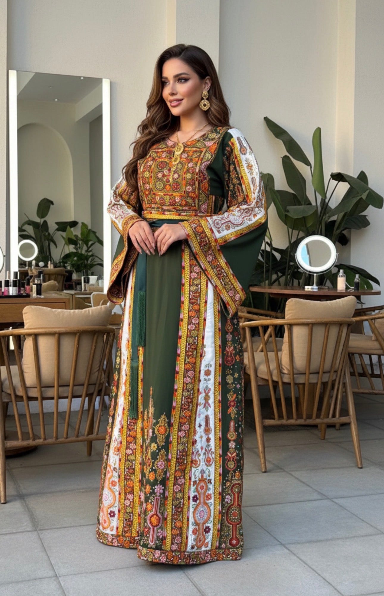 Olive green fabric thobe