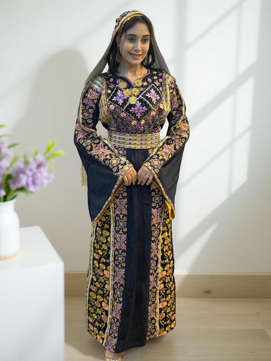 Read-made black silk velvet thobe