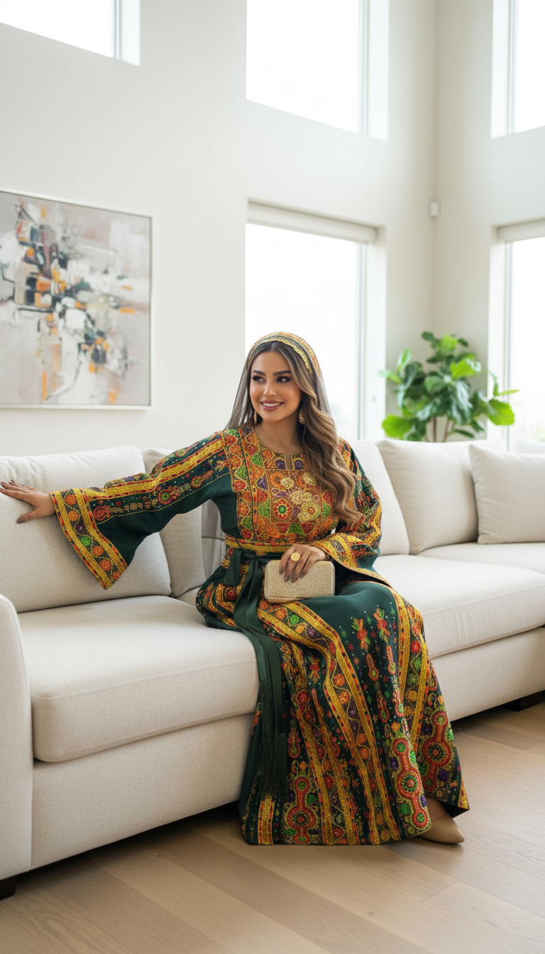 Emerald green fabric thobe