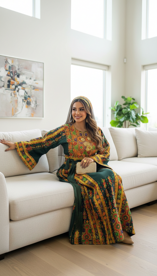 Emerald green fabric thobe