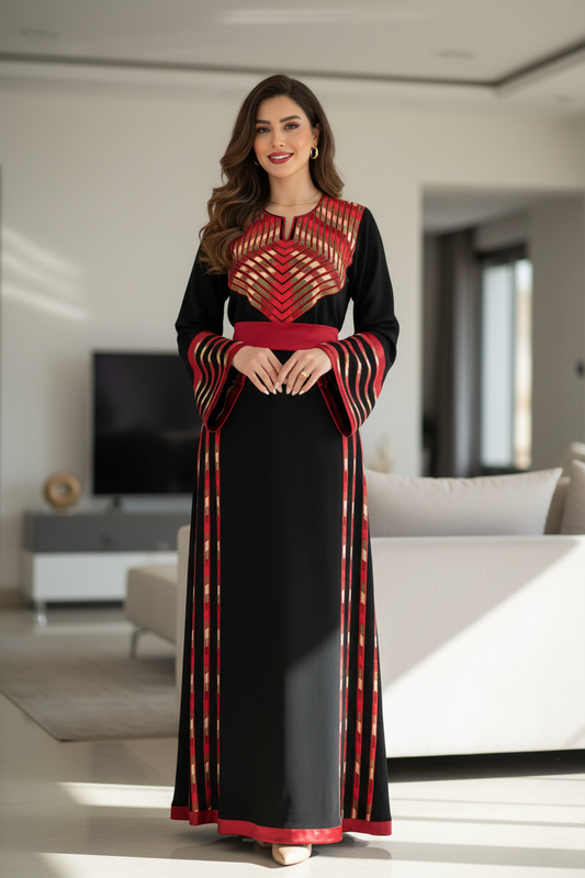 Black and red Manajal thobe