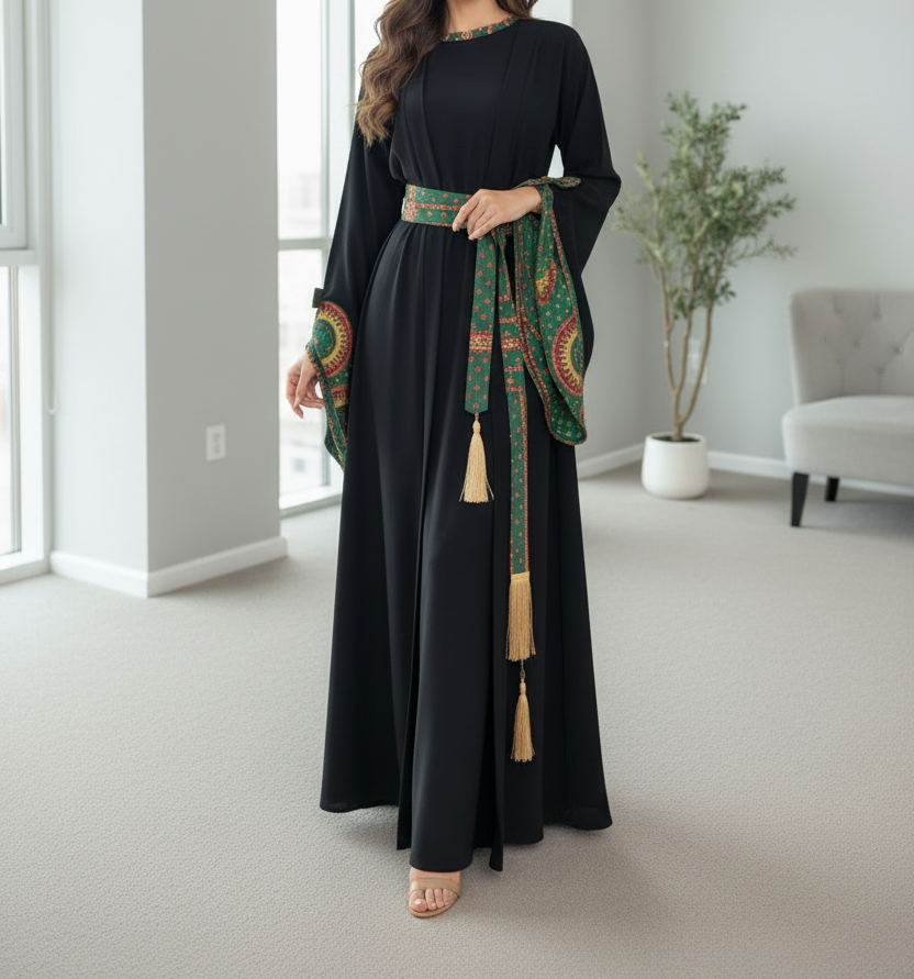 Two-piece abaya with belt