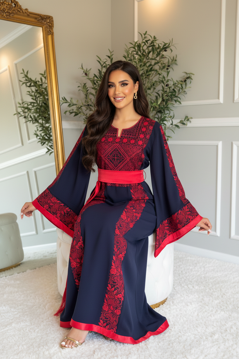 Navy blue fabric thobe