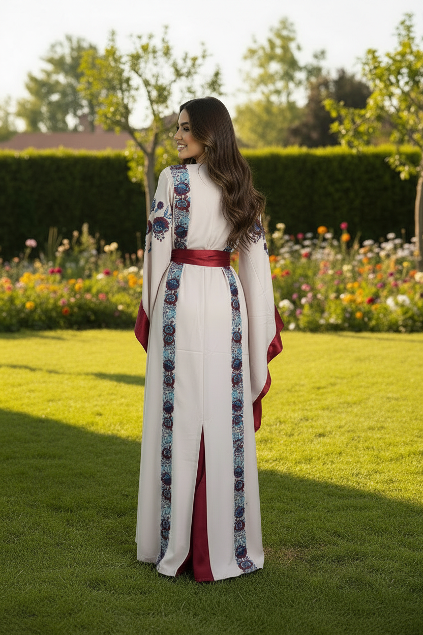 Back view - Luxury fabric, vibrant colors, over shoulder