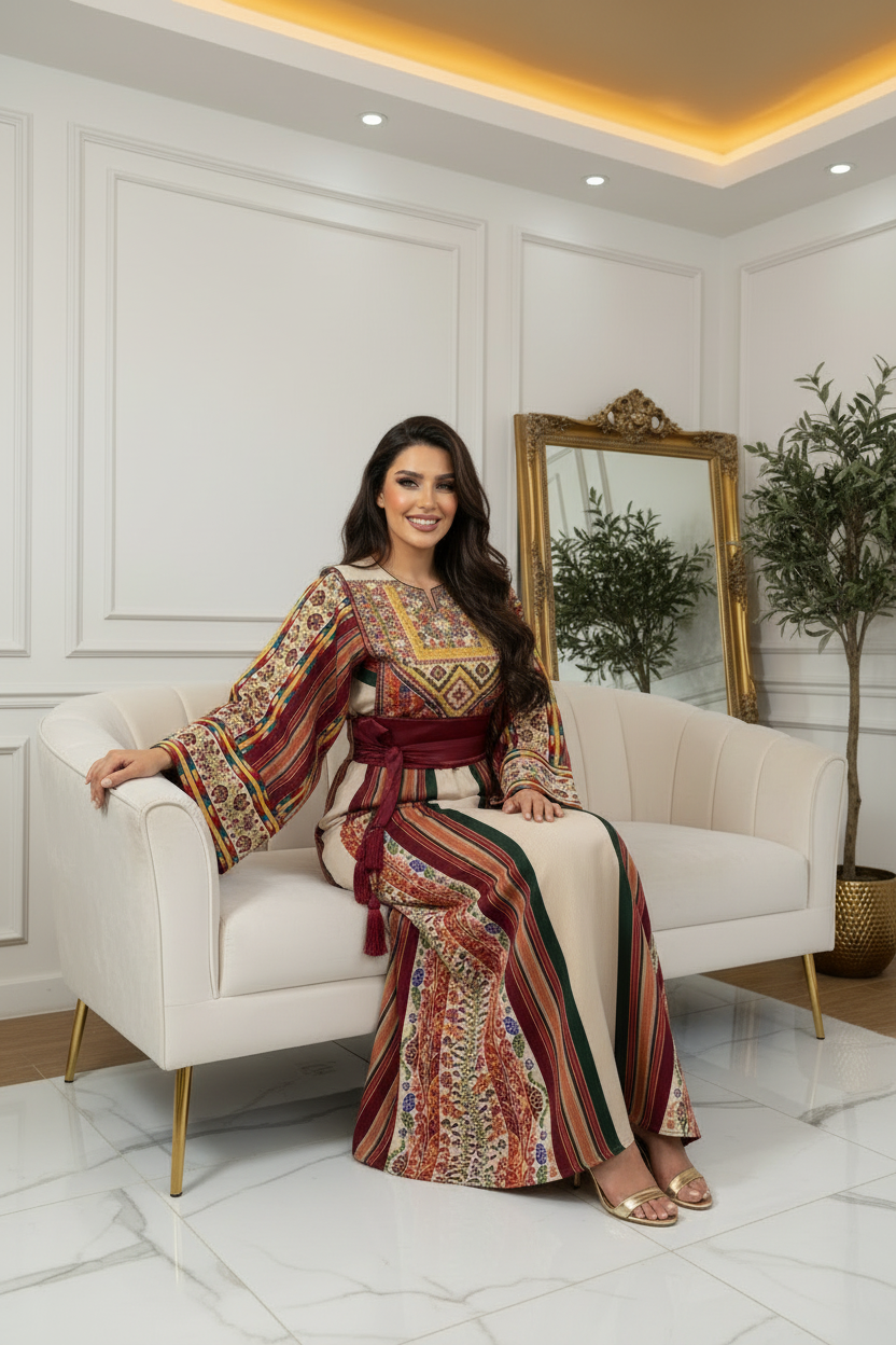 Beige & Burgundy - Corrected Dress & Real Face