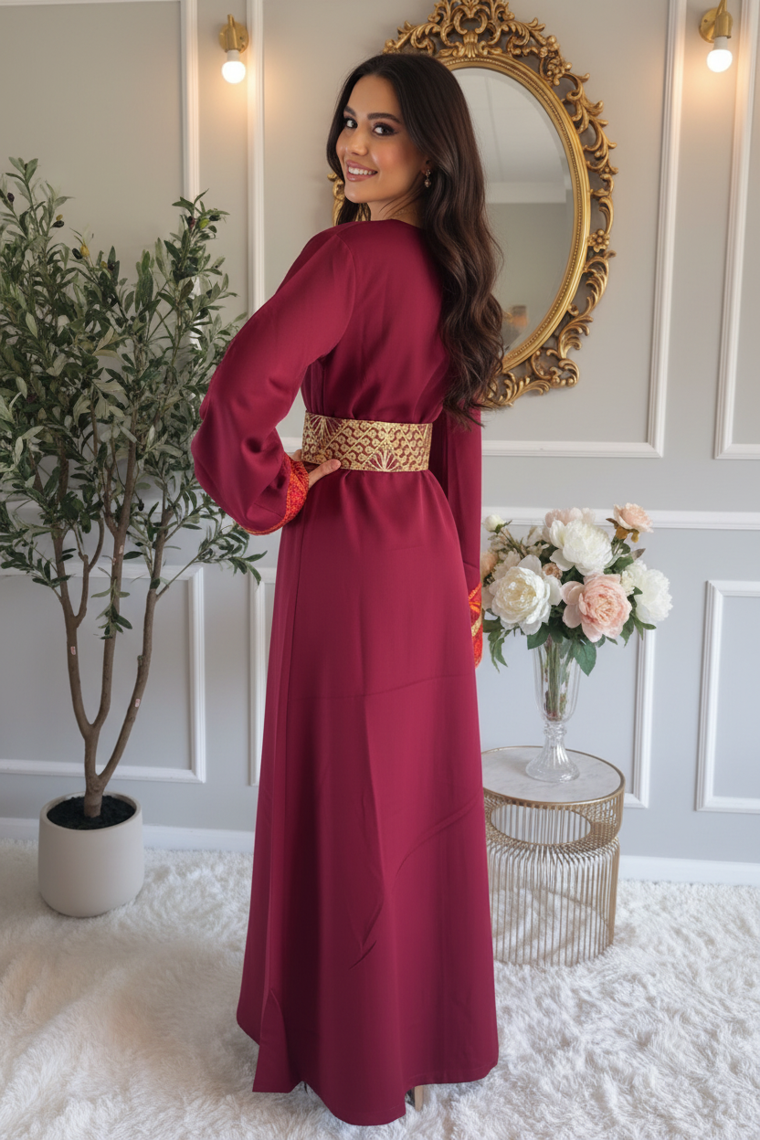 Burgundy Abaya - Back View 1