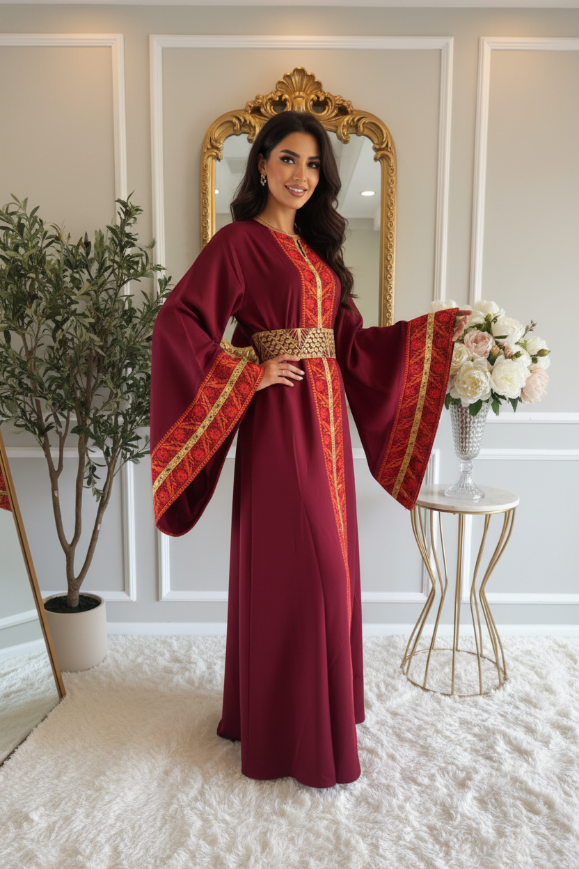 Burgundy Abaya - Variation 3 Upgraded