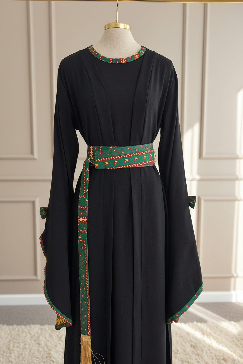 Full Length Abaya on Hanger - Printed Trim