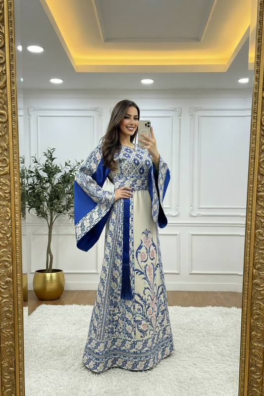 Leila Blue Dress Mirror Selfie - Fixed Royal Blue Sleeves