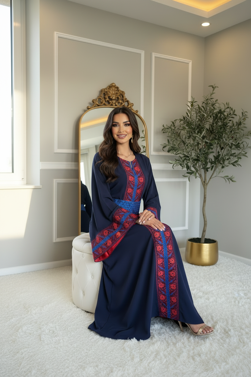Leila - Navy Dress Seated