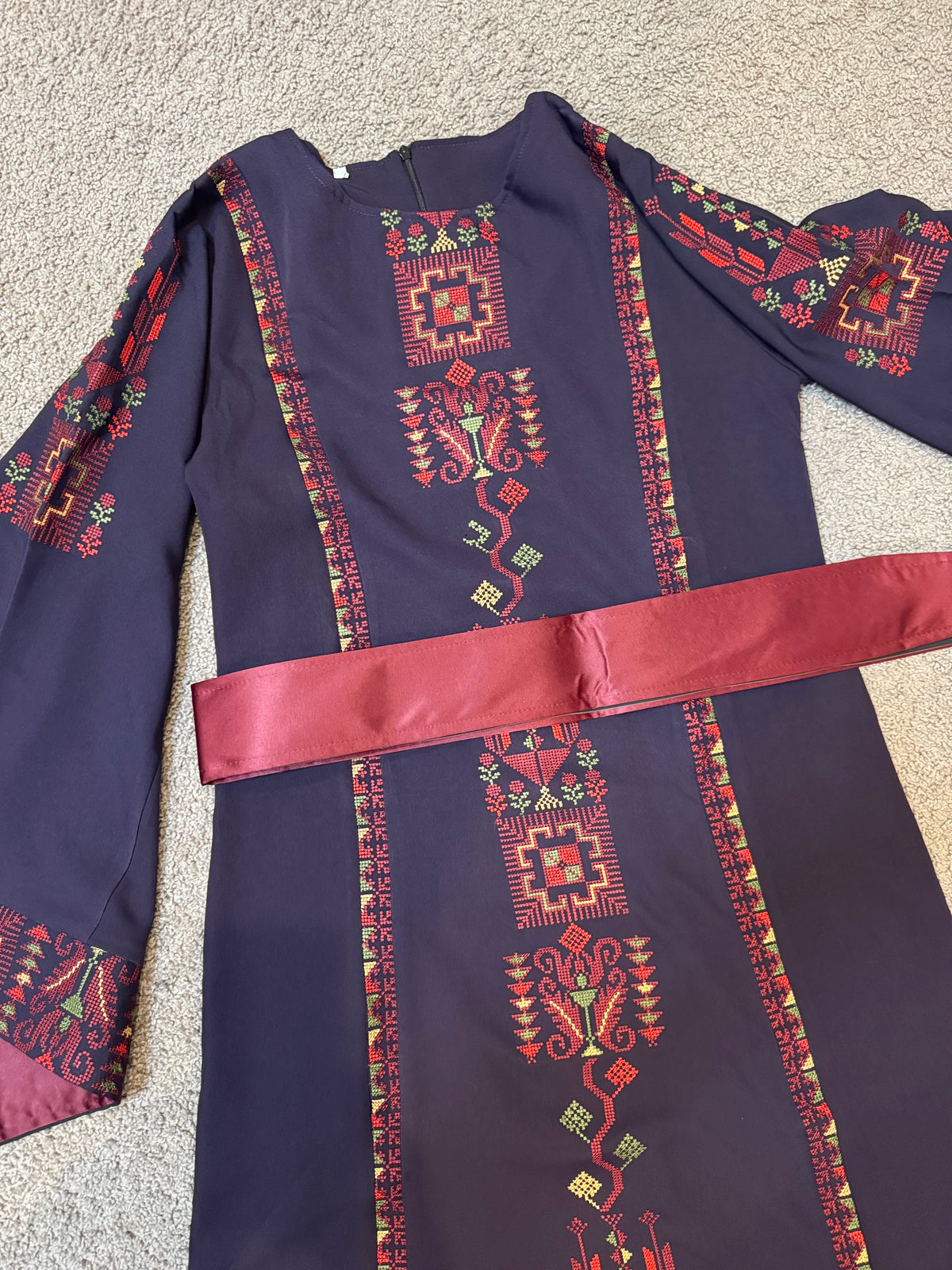 Dark Purple  Embroidered Dress