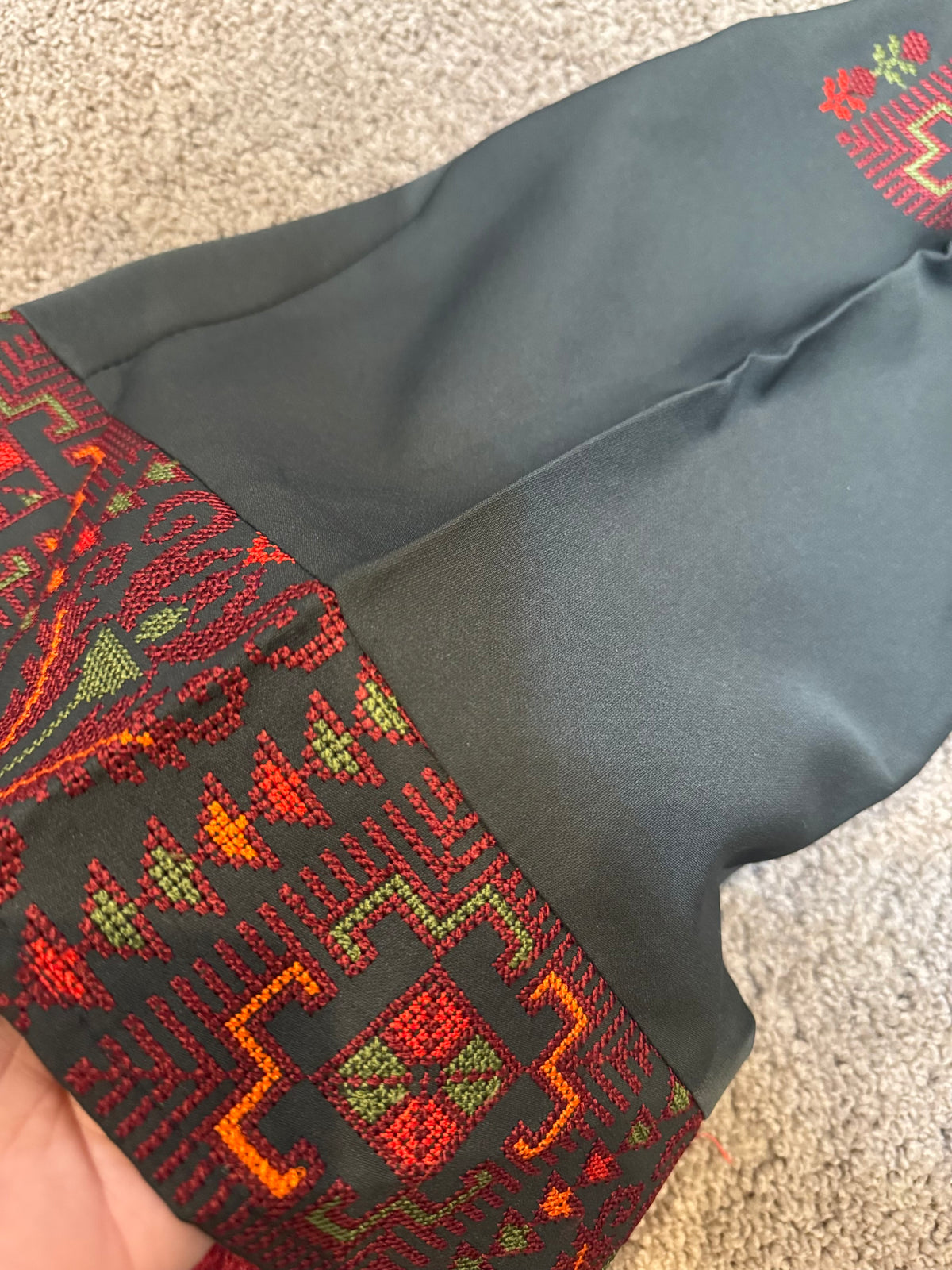 Dark Green Embroidered Dress