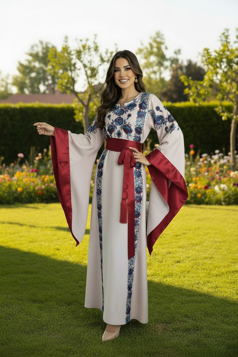 Luxury fabric & vibrant embroidery - Side angle