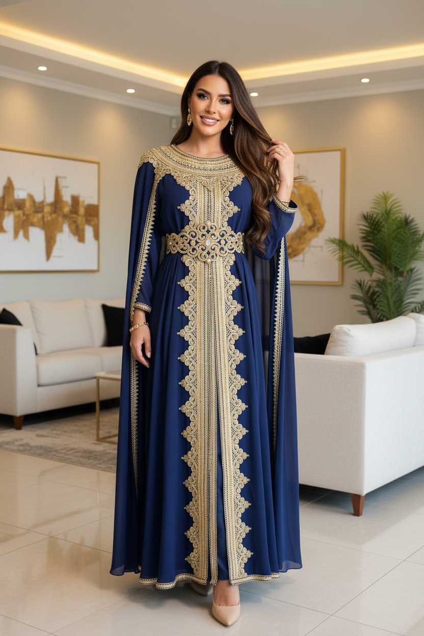 Navy Blue Hand Touching Hair