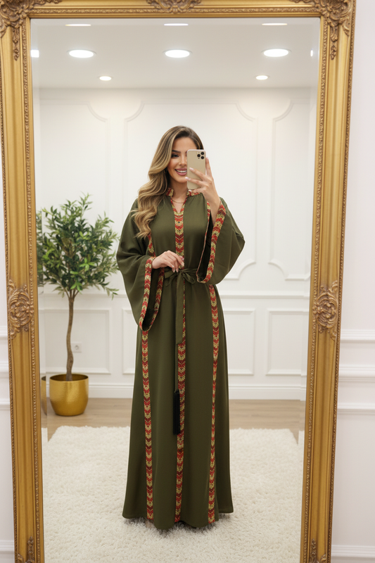 Olive Green Abaya - Mirror Selfie Corrected