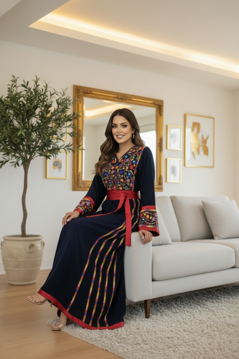 Sitting on sofa - soft feminine pose