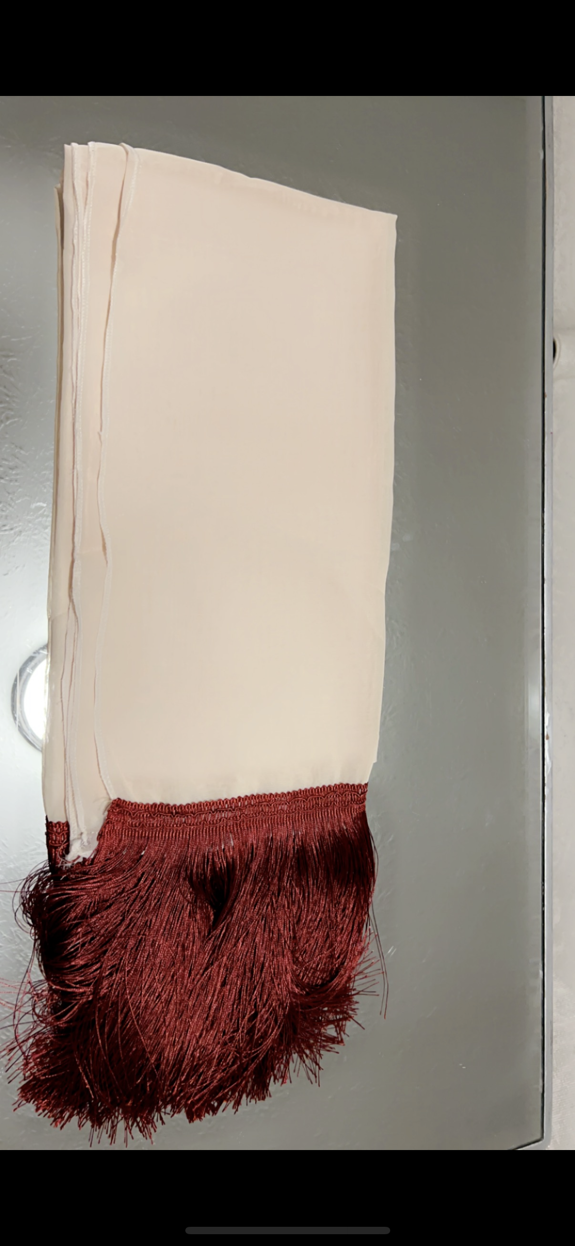 Off white scarf with red sharbesh / Hadab